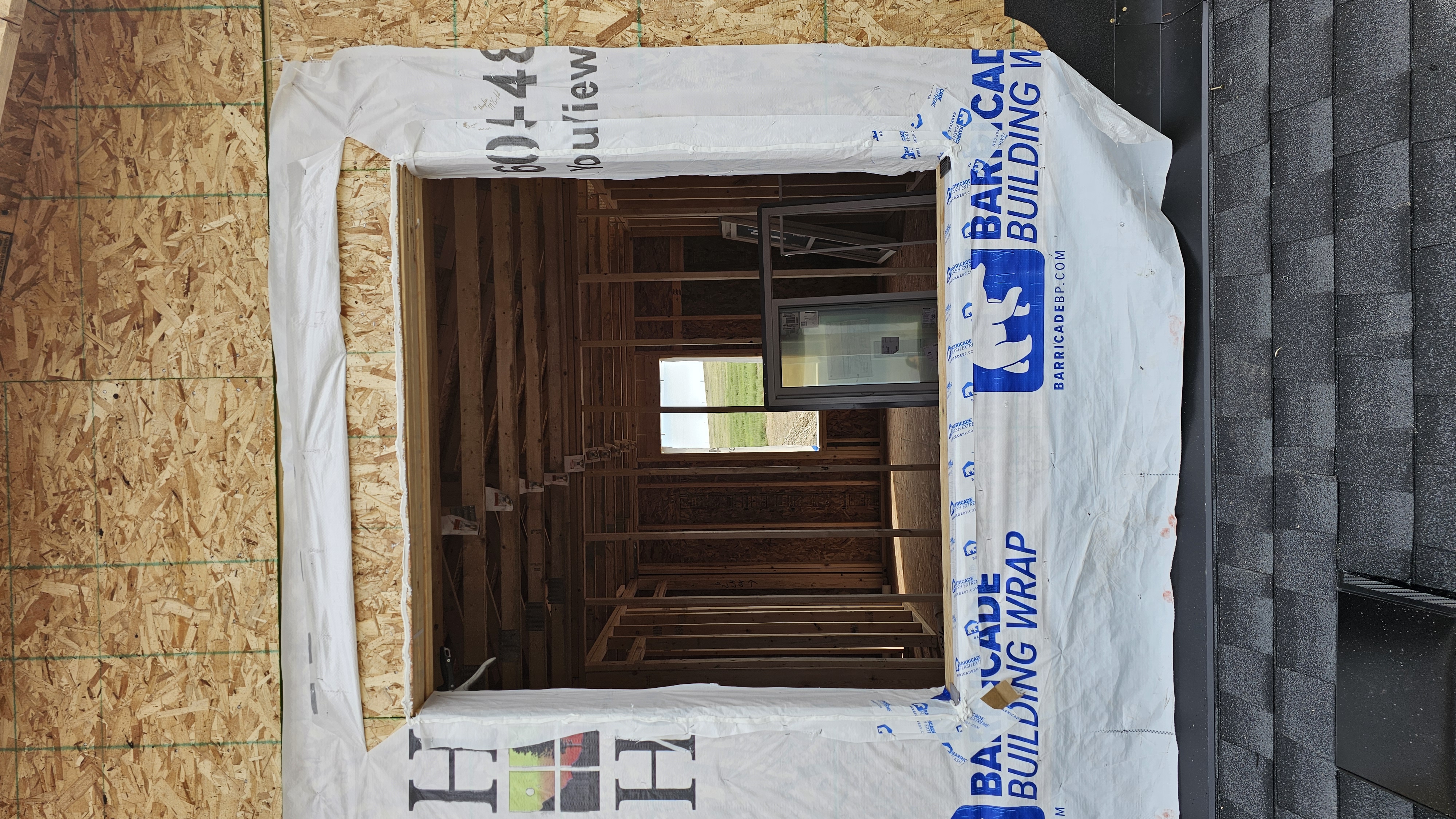 New construction rough opening prepared for installation